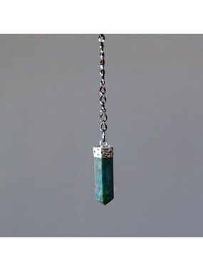 Bloodstone Necklace Pendulum On the Go Point Gunmetal Chain Healing Crystal Gift